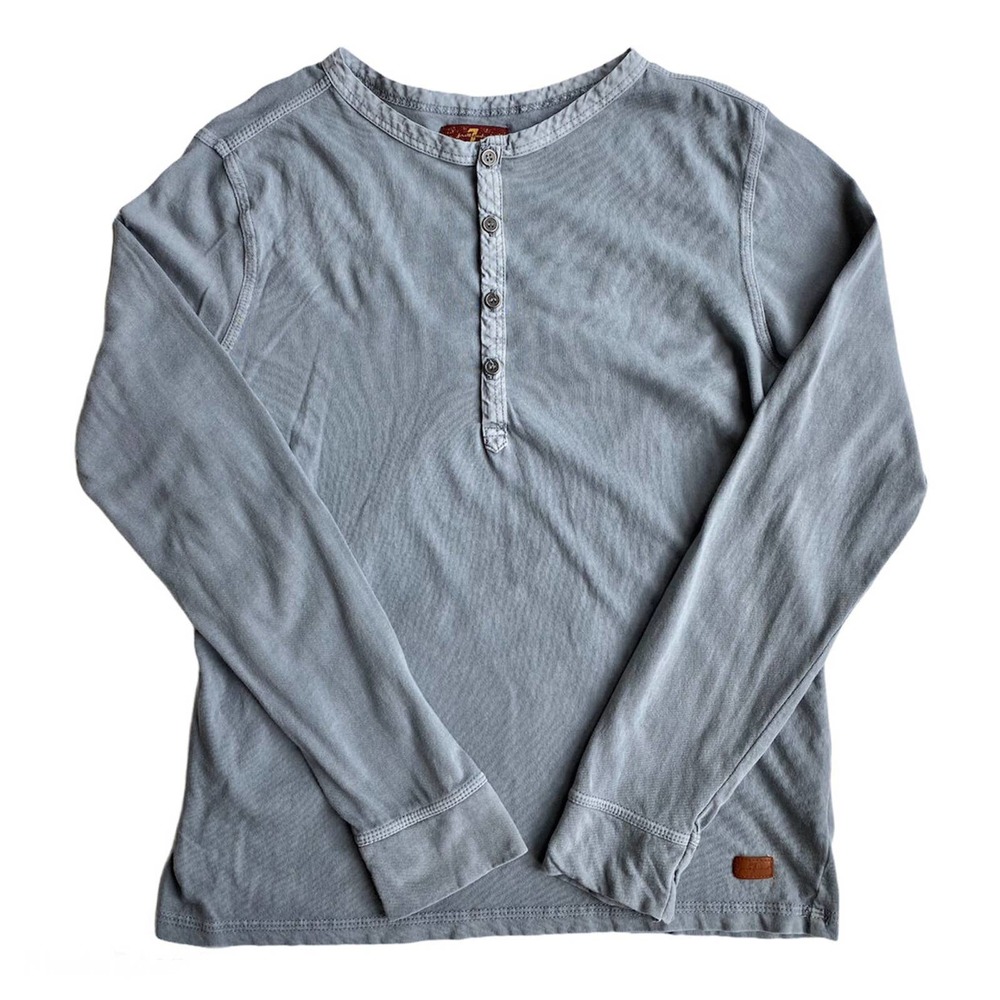 7FAM Henley Long Sleeve Tee Slate Grey Soft
